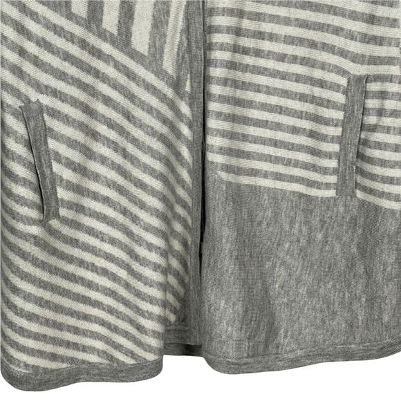 Splendid Poncho Grey White Striped Longline Wool Cashmere Size Small - Picture 4 of 8
